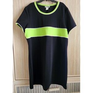 Double Fault Women's 2X Dress Black Lime Green Vintage Fun Stretchy Short 90's